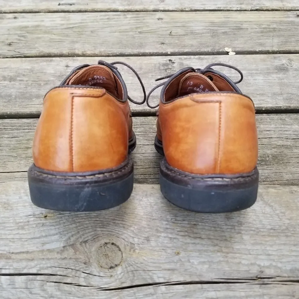 Allen Edmonds Split Front Moc Toe‎ Oxfords Derby Tan Leather Casual Dress 10 D